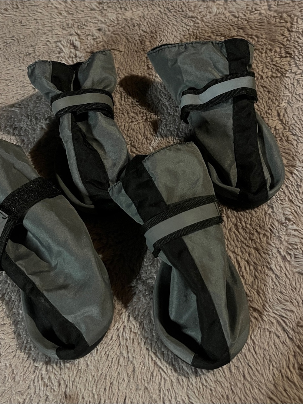 Reflective Gray & Black Dog Booties - Pack of 4
